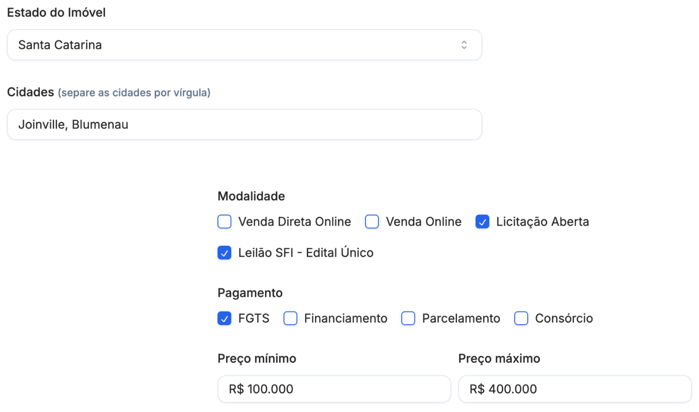 Alertas por Região e Faixa de Preço